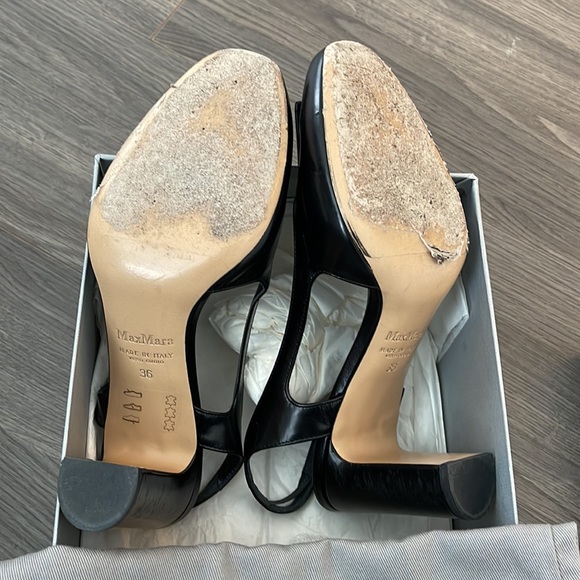 Max Mara - Black Leather Slingback Block Heels - Size 36 - Picture 4 of 4